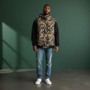 Men's Camouflage and Black Hooded Jacket
